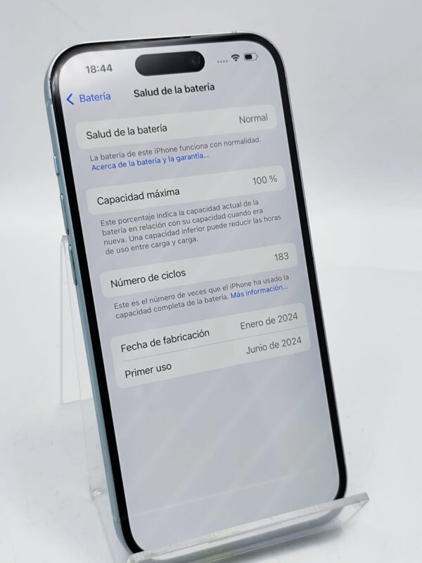 13499 6 APPLE IPHONE 15 128GB BATERIA 100% AZUL + CAJA Y ACC