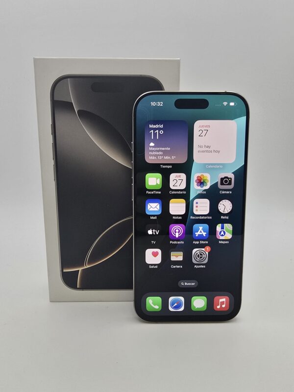 15u520897 1 IPHONE 16 PRO 256 GB GRIS 100% BAT + CAJA + CARGADOR