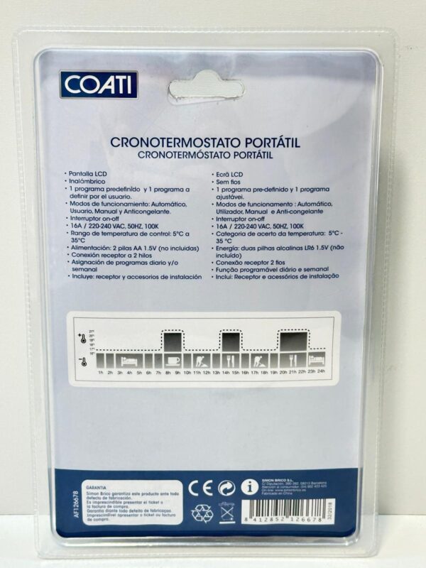 503830 1 TERMOSTATO DIGITAL PORTÁTIL COATI PROGRAMABLE A ESTRENAR