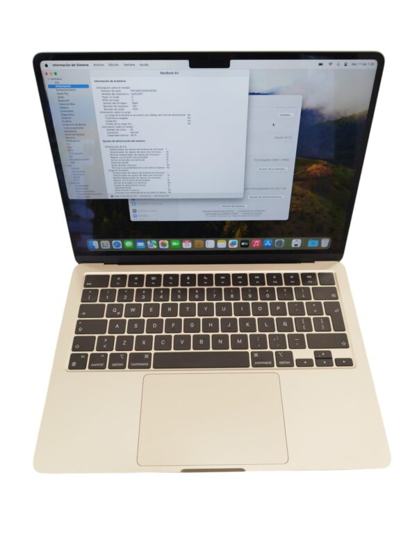 511475 2 APPLE MACBOOK AIR 14,2" (2022) CHIP M2 A2681 / 8GB RAM / 256GB SSD + CARGADOR + CAJA