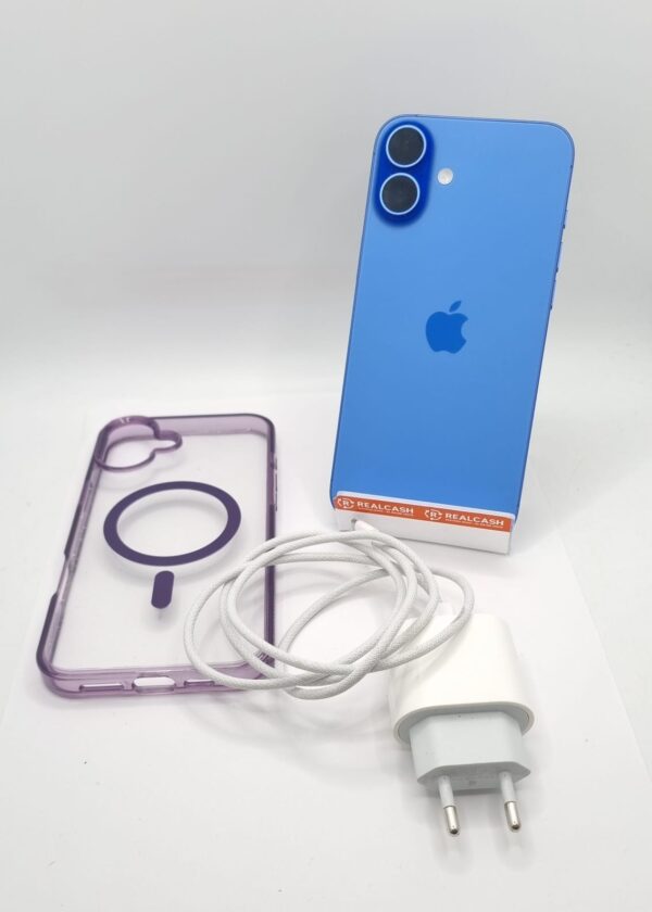 523098 6 MOVIL IPHONE 16 PLUS 128GB 100% BATERIA AZUL + FUNDA + CARGADOR