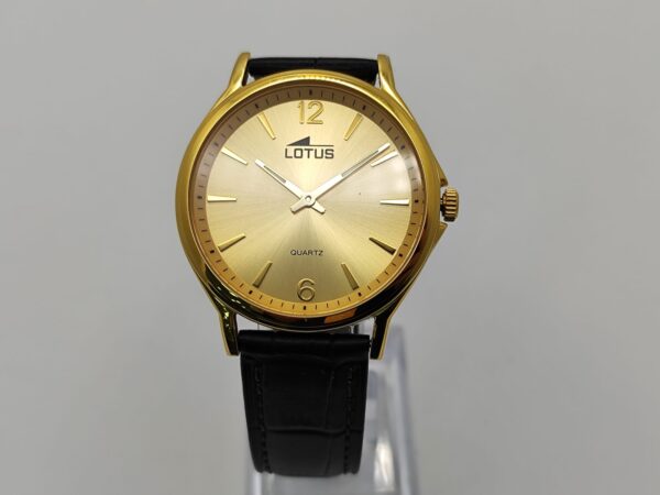 13828 4 RELOJ LOTUS 18517 DORADO CORREA CUERO NEGRO