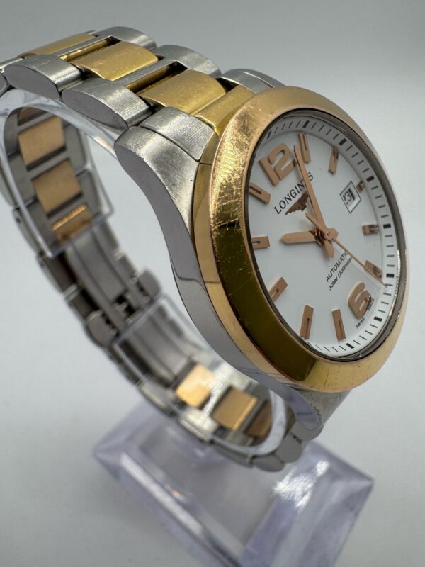 16 U530300 3 RELOJ LONGINESS CONQUEST CORREA DE ACERO Y DORADA + CERTIFICADO + 2 ESLABONES+ LIBRO + CAJA