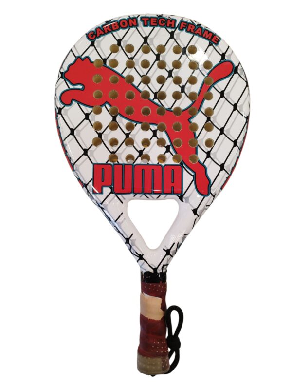 507002 1 PALA DE PADEL PUMA CARBON TECH FRAME BLANCA Y ROJA