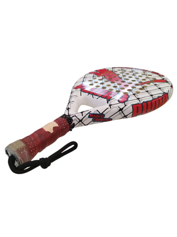 507002 3 PALA DE PADEL PUMA CARBON TECH FRAME BLANCA Y ROJA