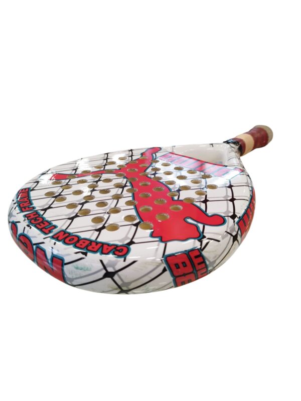 507002 4 PALA DE PADEL PUMA CARBON TECH FRAME BLANCA Y ROJA