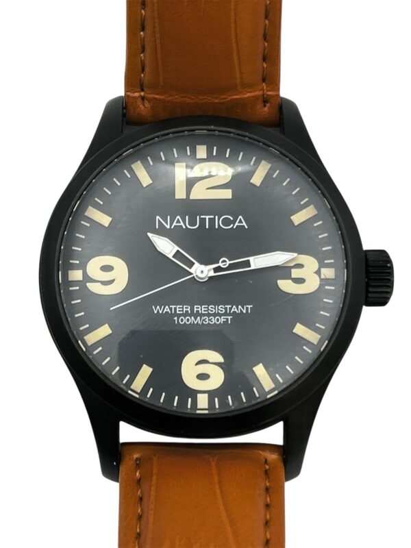 527929 1 RELOJ CUARZO NAUTICA A13614G CORREA MARRON