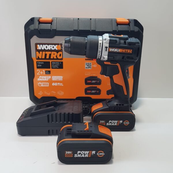 532131 5 TALADRO ATORNILLADOR WORX NITRO 2.1 20V + ESTUCHE