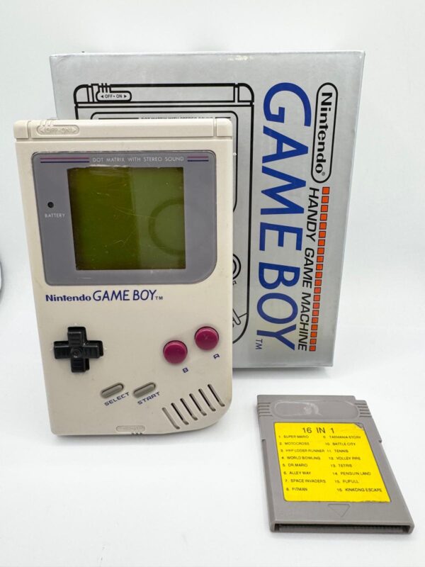 533756 6 CONSOLA GAME BOY CLASICA DMG 01 + CAJA + CARTUCHO 16 EN 1 JUEGOS CLASICOS