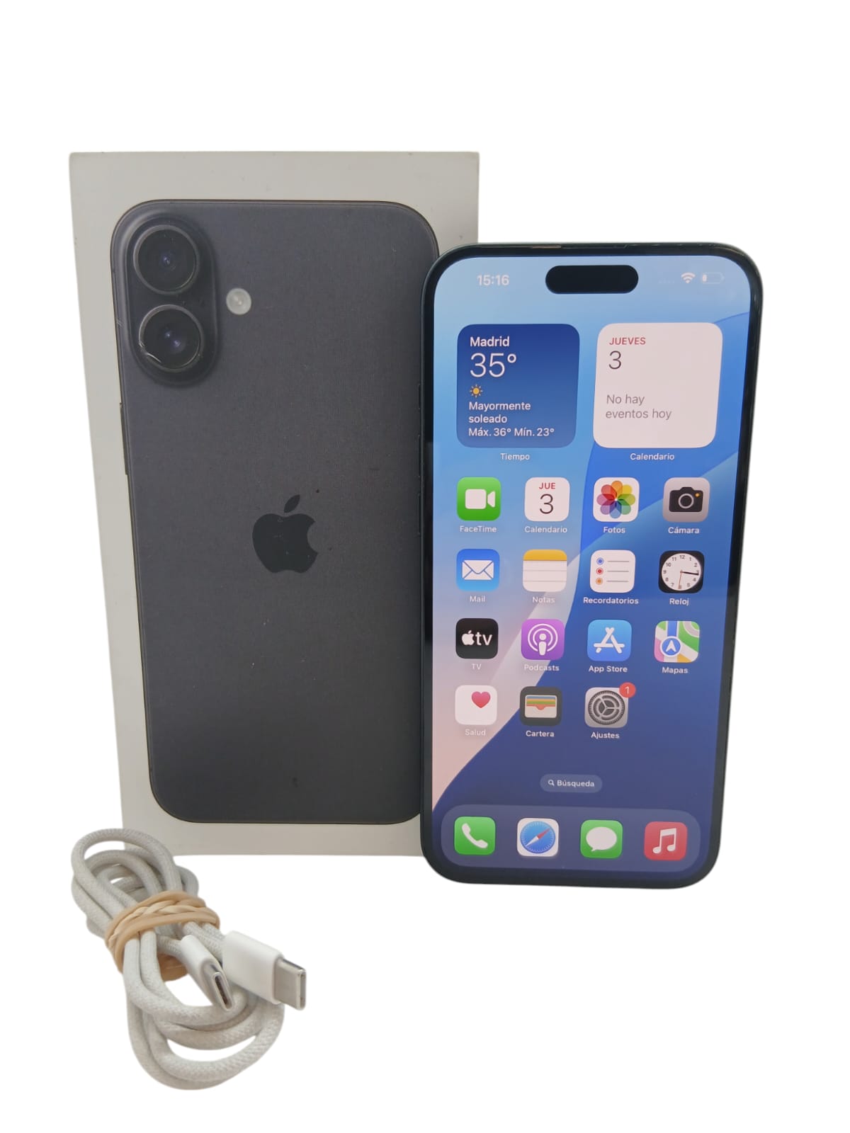 IPHONE 16 PLUS 8GB/128GB COLOR NEGRO CAJA COMPLETA 100% SALUD DE  BATERIA*