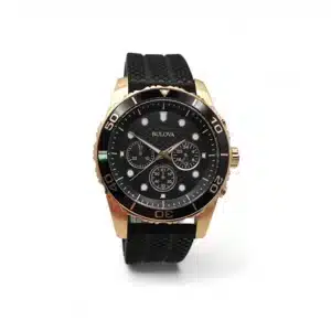 RELOJ BULOVA 98A192 ESFERA NEGRA CAJA BRONCE CORREA SILICONA