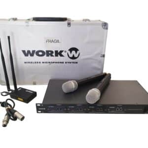 SISTEMA INALÁMBRICO WORK PRO WR404 4 CANALES UHF + 4 MICRÓFONOS + MALETÍN