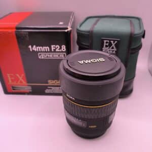OBJETIVO CAMARA REFLEX SIGMA 14MM 1:2 8 ASPHERICAL HSM EX PARA CANON + CAJA