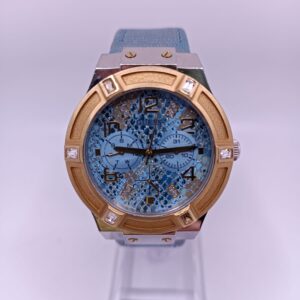 RELOJ DE CUARZO GUESS W0289L2 JET SETTER 39MM ACERO CORREA AZUL ESFERA DORADA