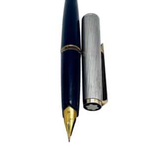 PLUMA VINTAGE MONTBLANC DOUE PLATA 925 Y RESINA NEGRA PLUMIN 18K