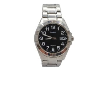 RELOJ CASIO 2784 CORREA DE ACERO (MARCA EN CRISTAL) ESFERA NEGRA