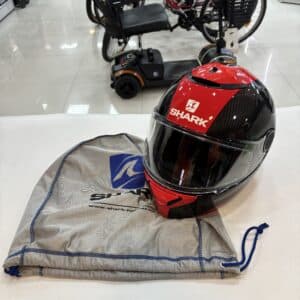 CASCO DE MOTO SHARK SPARTAN CARBON ROJO Y NEGRO TALLA S CON FUNDA