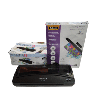 LAMINADORA OLYMPIA A230 + LAMINAS + CAJA