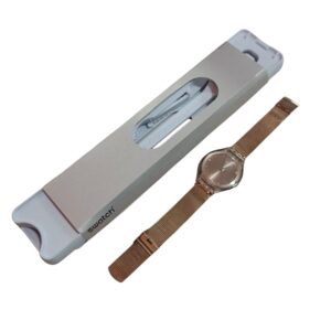RELOJ CUARZO SWATCH SVOK107M DORADO + CAJA