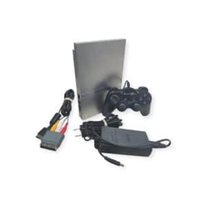 CONSOLA SONY PS2 SLIM PLATA + MANDO + CABLES