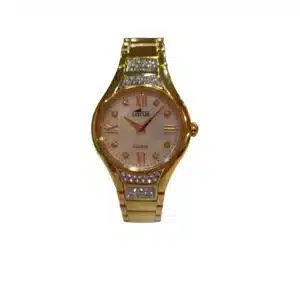 RELOJ DE CUARZO LOTUS 18911 MADRE PERLA, PIEDRAS Y DORADO 30MM