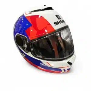 CASCO DE MOTO SHARK SPARTAN DROZE AZUL BLANCO Y ROJO