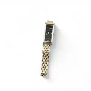 RELOJ DE MUJER GUCCI 127.5  PLATEADO ESFERA NEGRA Y DIAMANTE