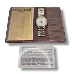 RELOJ CUARZO LONGÍNES CONQUEST 4006 CALIBRE L230 CON FASE LUNAR 33MM CORREA ACERO + CERTIFICADO