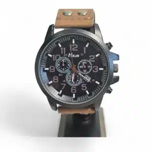 RELOJ MKUN ESFERA NEGRA CORREA MARRON