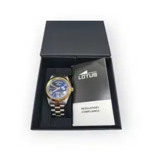 RELOJ LOTUS 18854 CORREA METALICA/DORADA ESFERA AZUL + ESLABON+ CAJA