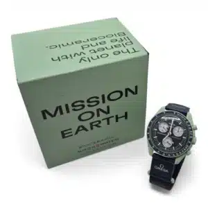 RELOJ SWATCH OMEGA MISSION ON EARTH VERDE + CERTIFICADO + CAJA