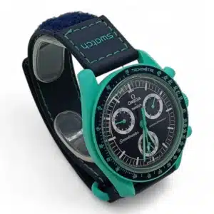 RELOJ SWATCH OMEGA MISSON ON EARTH AZUL Y VERDE
