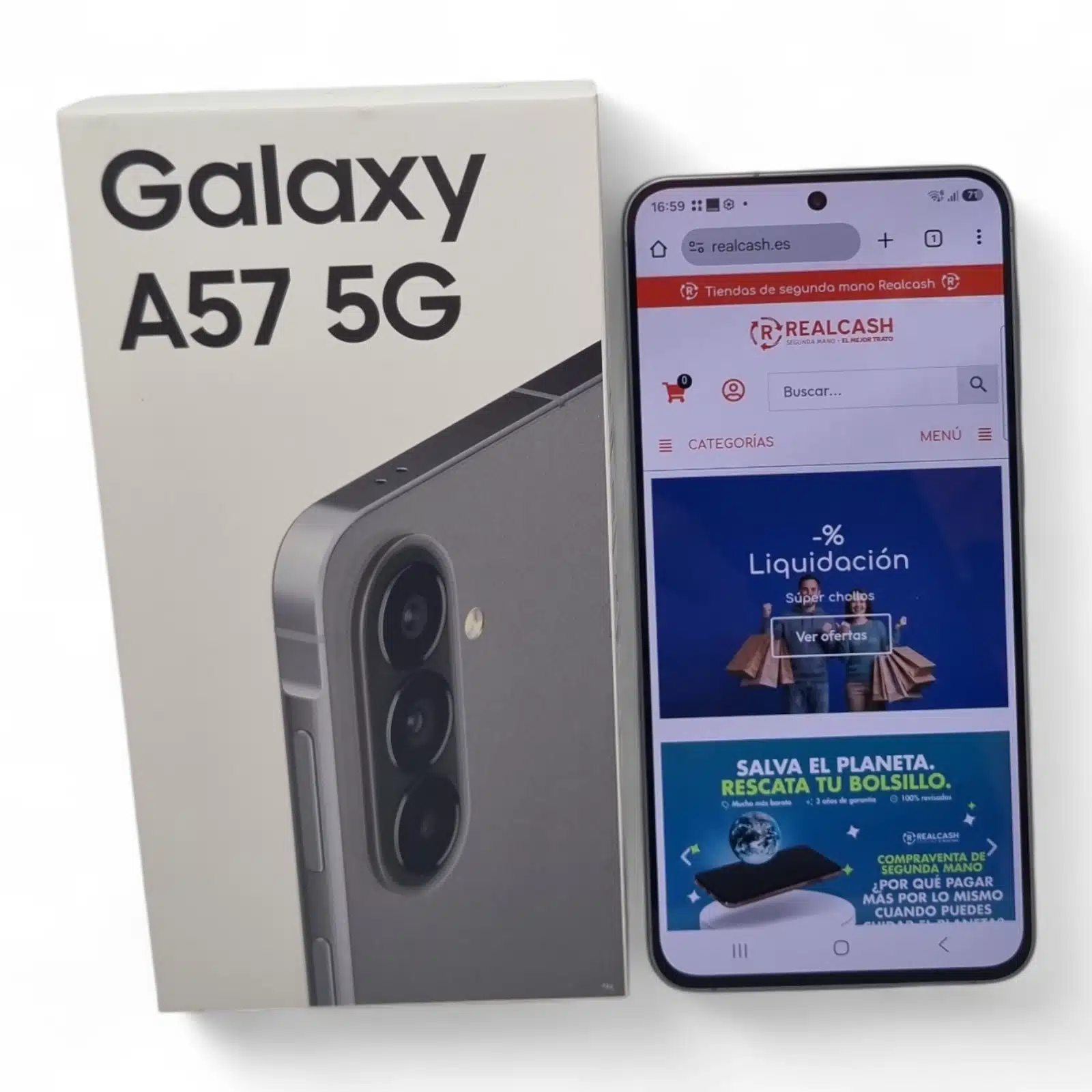 Movil Samsung A57 5G 256GB 8GB Ram Gris + Cable + Caja