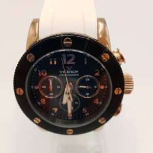 RELOJ VICEROY 47655 ESFERA NEGRA CORREAS BLANCAS